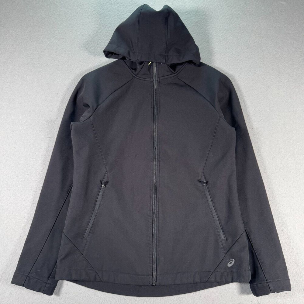 Asics Accelerate Active Jacket Womens Small Black Fleece Runner Weatherproof